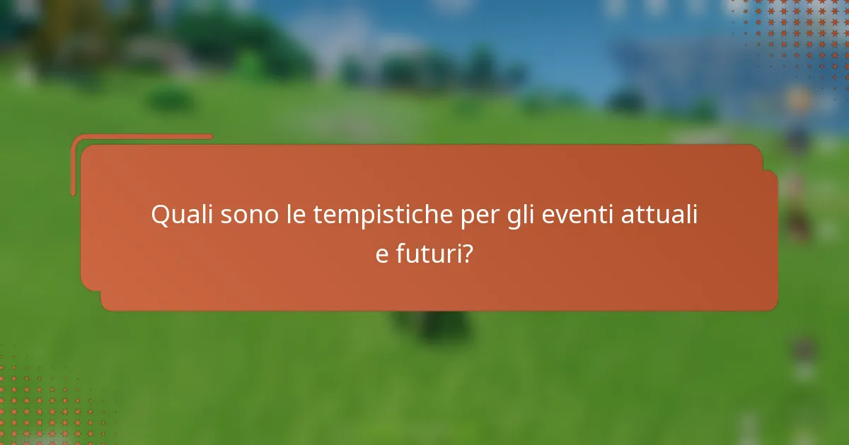 Quali sono le tempistiche per gli eventi attuali e futuri?